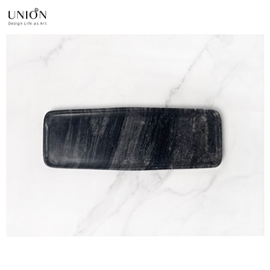 UNION DECO Natural Marble Black Dessert Plate Cake Plate