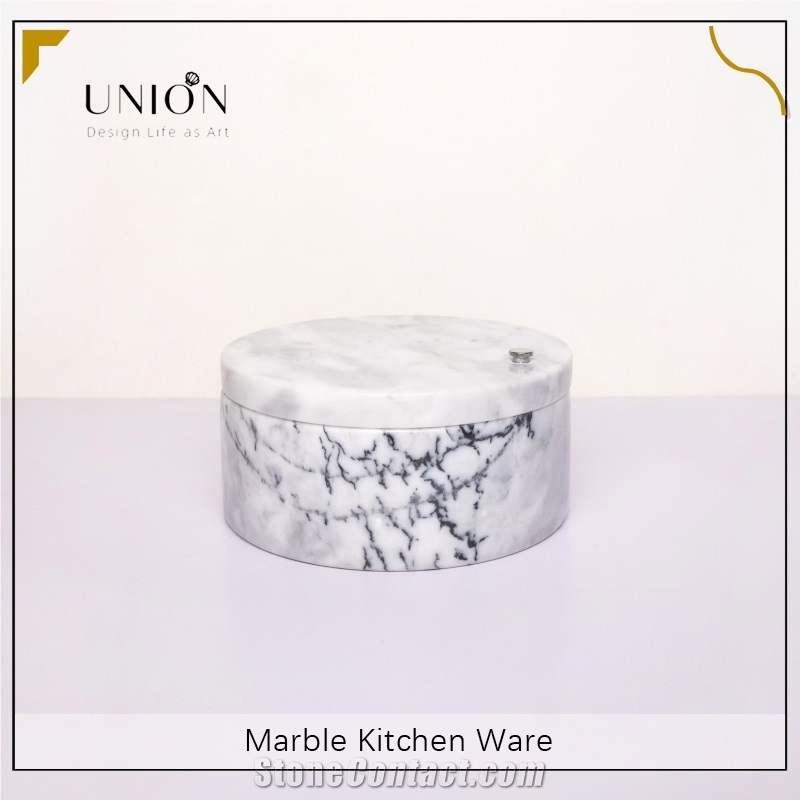 UNION DECO Natural Marble Sersoning Jar For Salt, Sugar