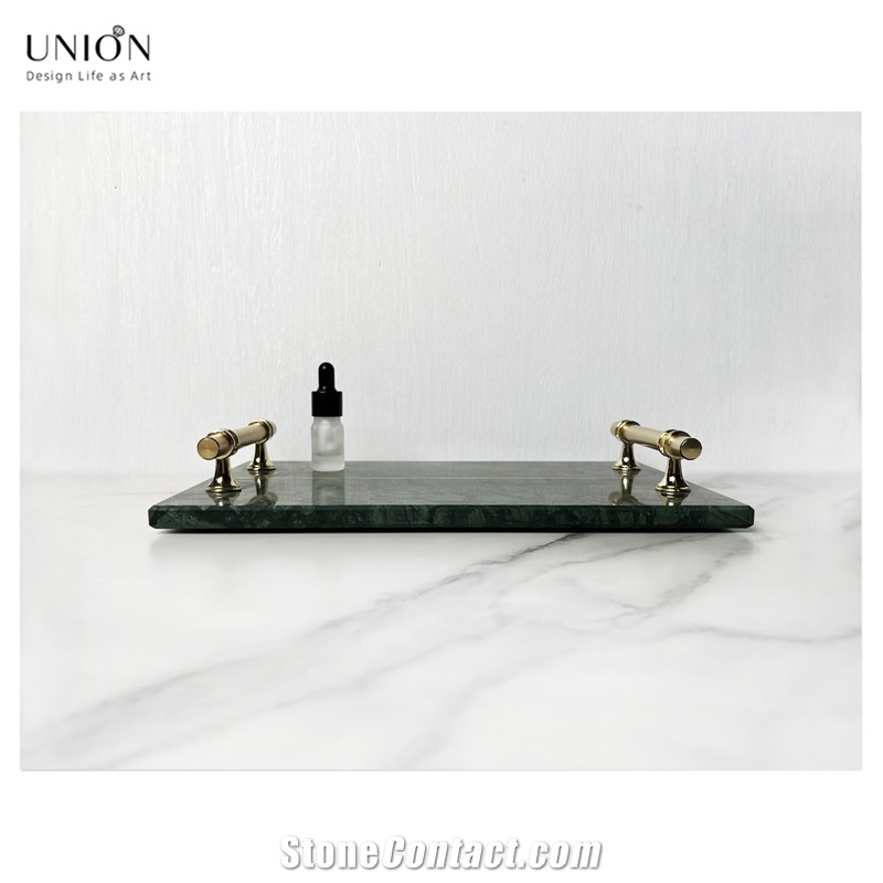 UNION DECO Natural Marble Stone Tray For Coffee Table