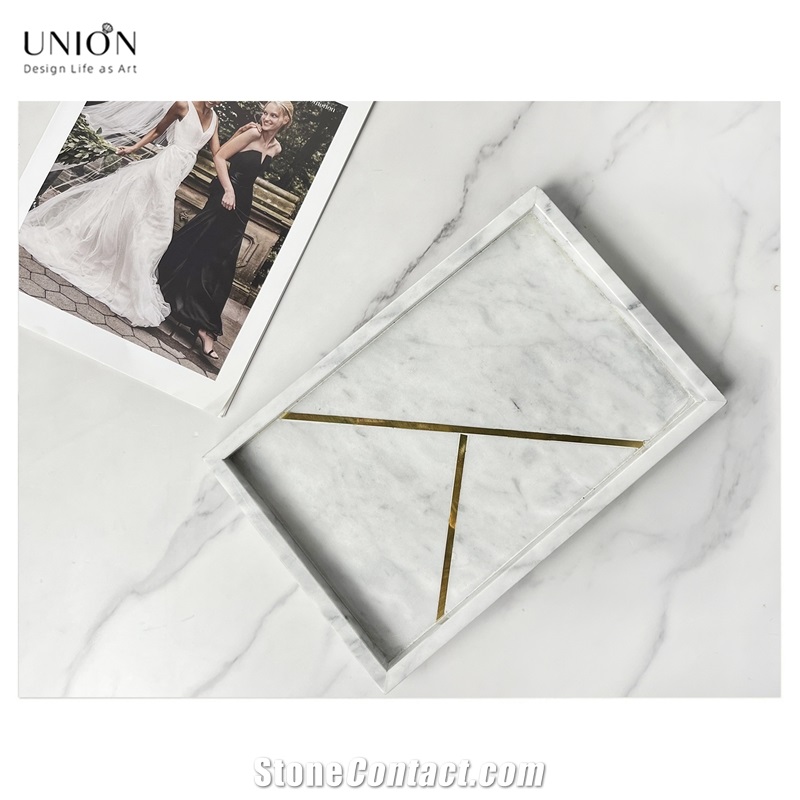 UNION DECO Natural Marble Tray, Trays, Serving Tray