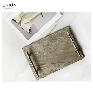 UNION DECO Natural Marble Vanity Tray Cosmetics Jewelry Tray