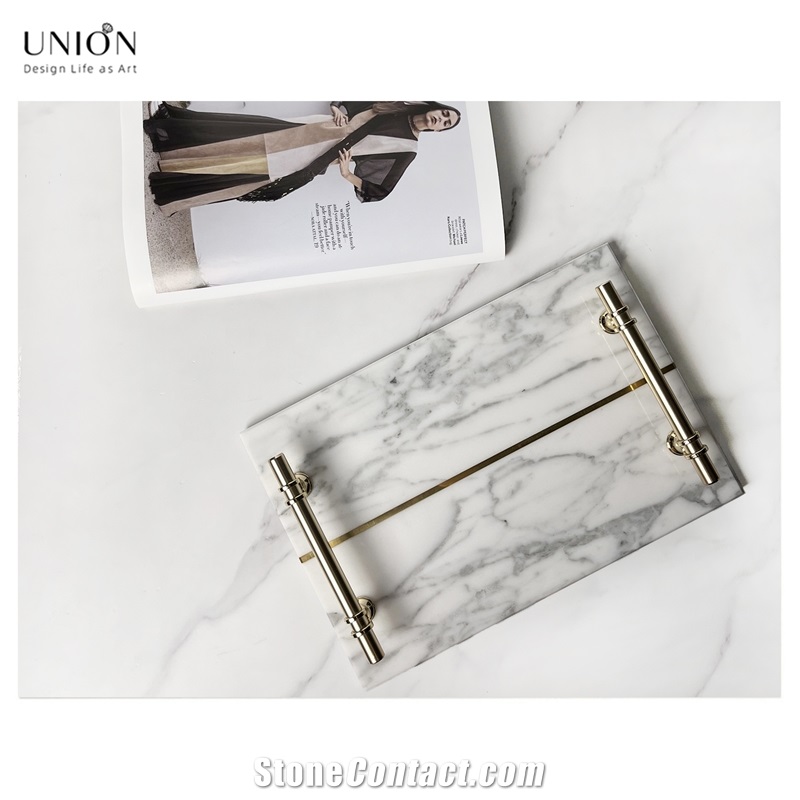 UNION DECO Natural Stone Tray Plate Holder For Tissues