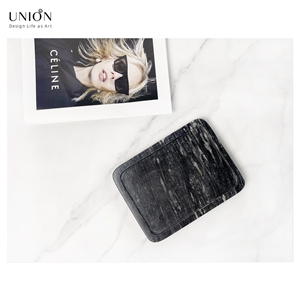 UNION DECO New Creative Home Black Marble Oval Serving Tray