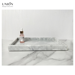 UNION DECO Polished White Italy Carrara Marble Cheese Board