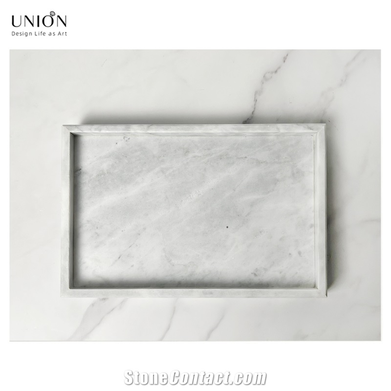 UNION DECO Polished White Italy Carrara Marble Cheese Board