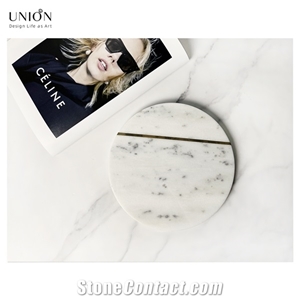 UNION DECO Round Marble Stone Decorative Jewelry Plate