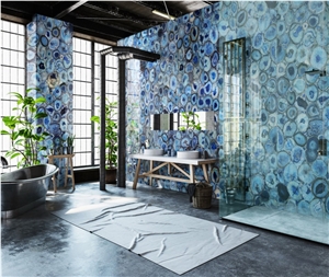 Agate Blue Semiprecious Stone Bathroom Project