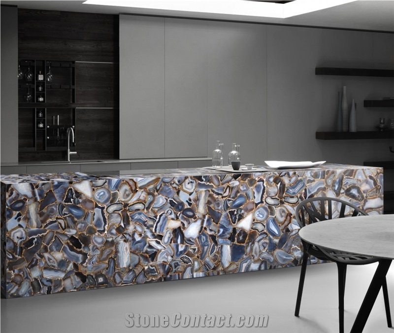Agate Rubane Semiprecious Stone Kitchen Countertop