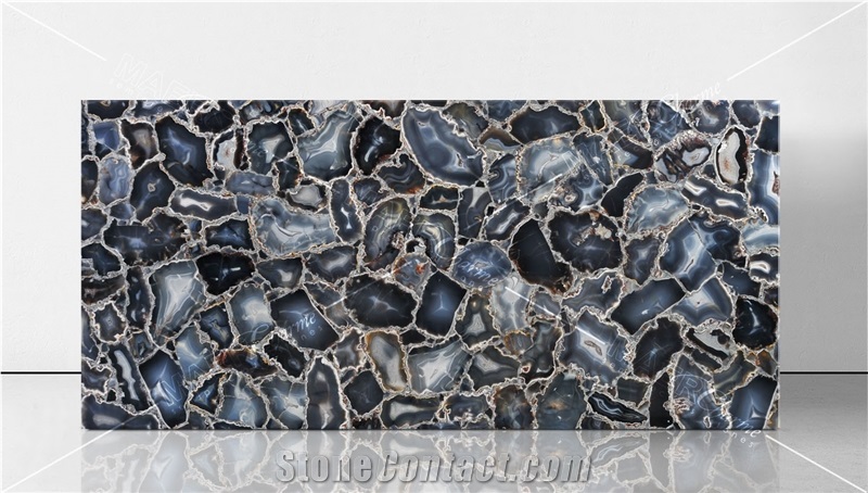 Agatona Natural Crust With Silver Semiprecious Stone