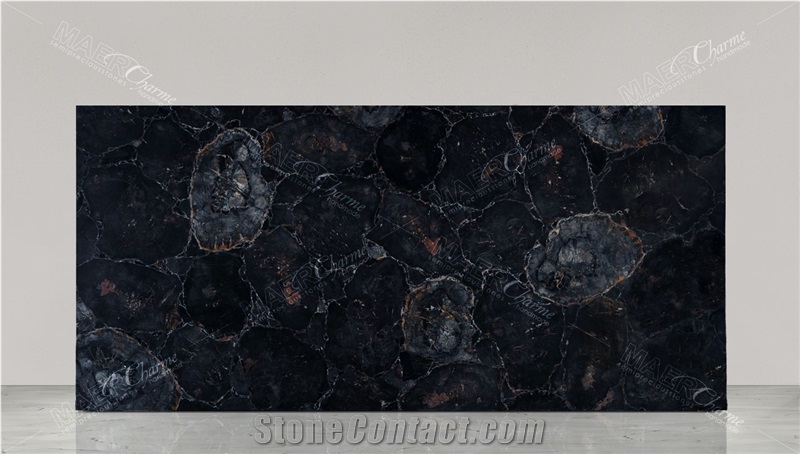Black Petrified Wood Semiprecious Stone Slabs