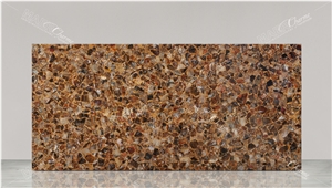 Petrified Wood Brown With Gold Semiprecious Stone Slabs