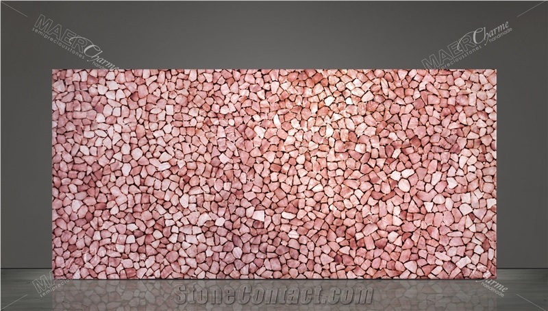 Quartz Pink With Gold Small Semiprecious Stone