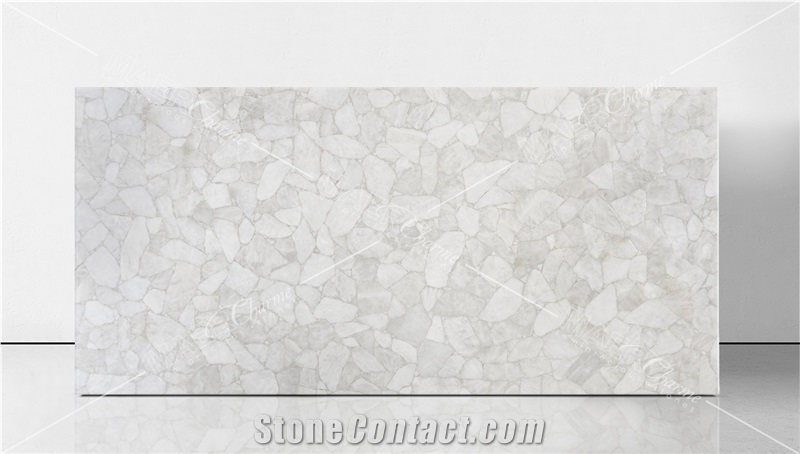 Quartz White Leather Finish Semiprecious Stone
