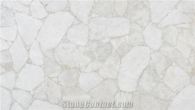 Quartz White Leather Finish Semiprecious Stone