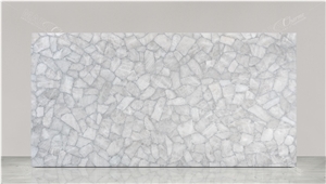 Quartz White With Silver Semiprecious Stone
