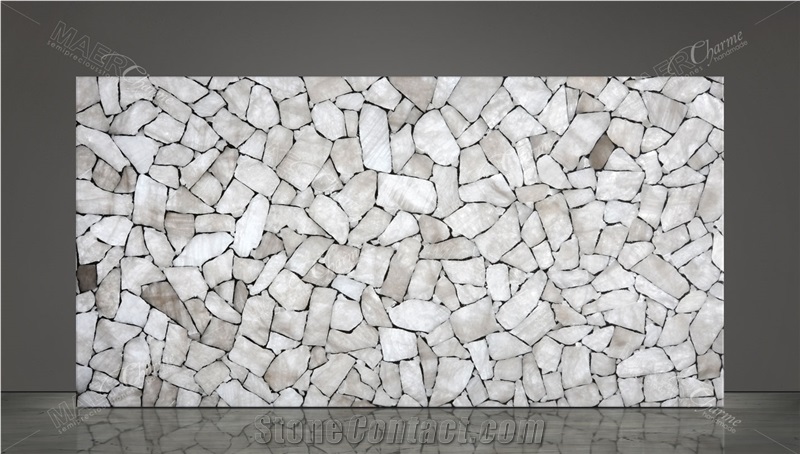 Quartz White With Silver Semiprecious Stone