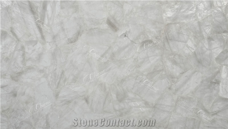 White Quartz Semiprecious Stone Slabs