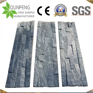 Black Quartzite Stacked Stone Glued Stone Wall Decoration