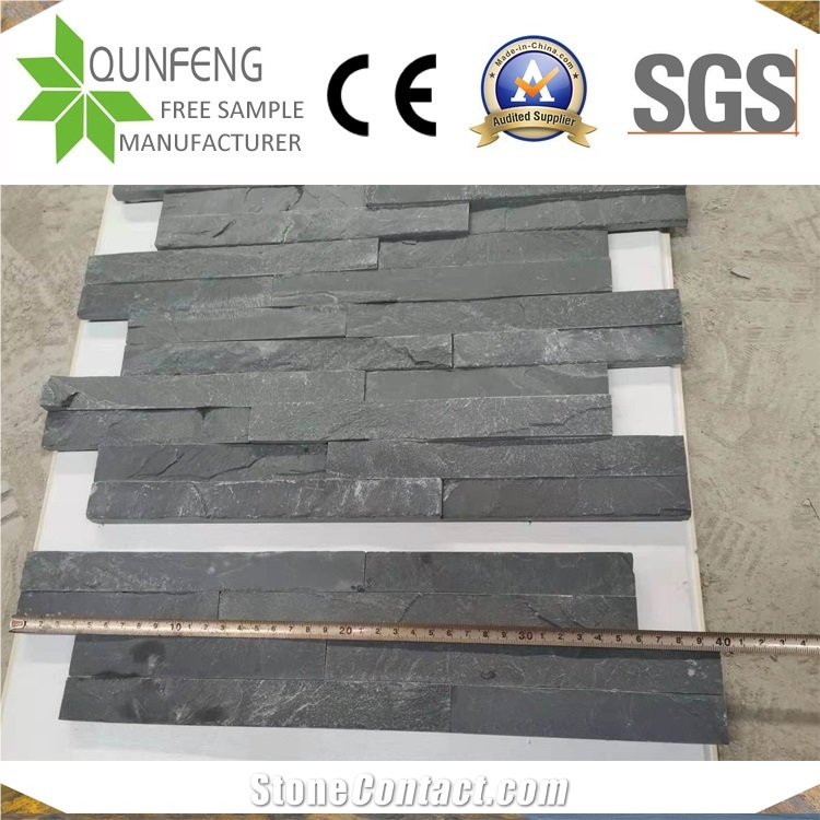 Z Shape Black Slate Wall Cladding Stone For Thin Veneer