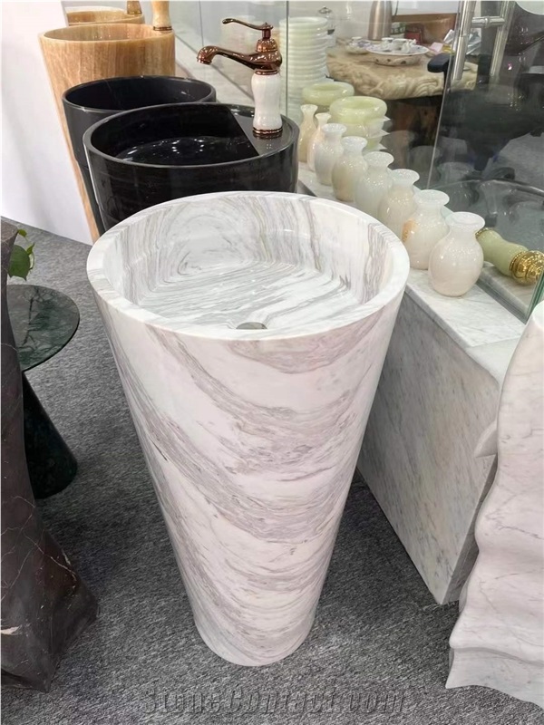 Freestanding Volakas White Marble Hand Wash Basin