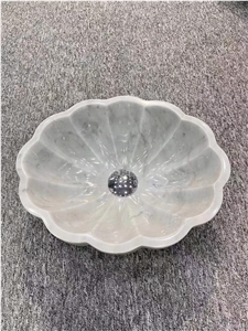 Natural Italian Statuario Marble Stone Bathroom Wash Basin