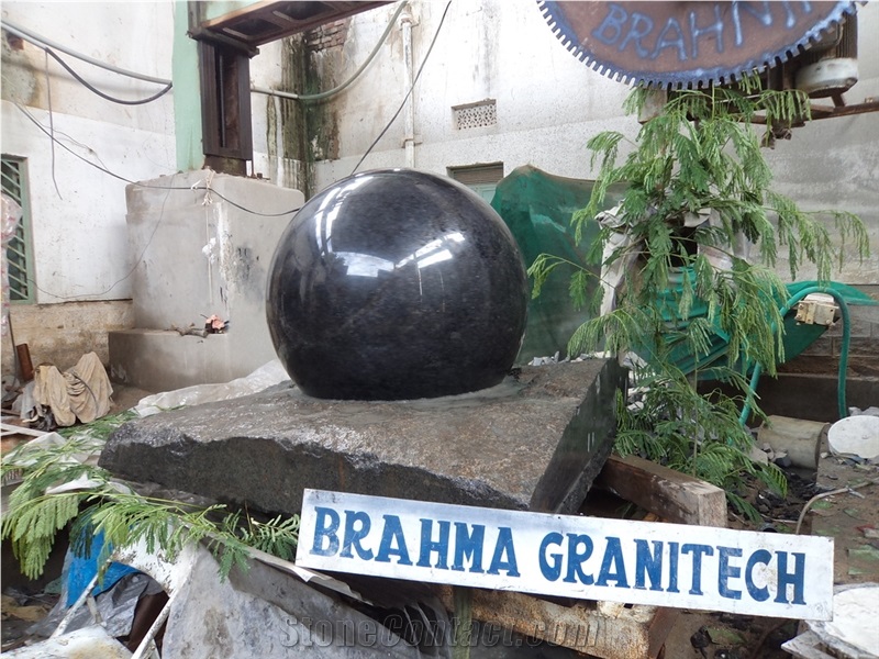 Gray Granite Stone Rolling Fountain Ball Sphere