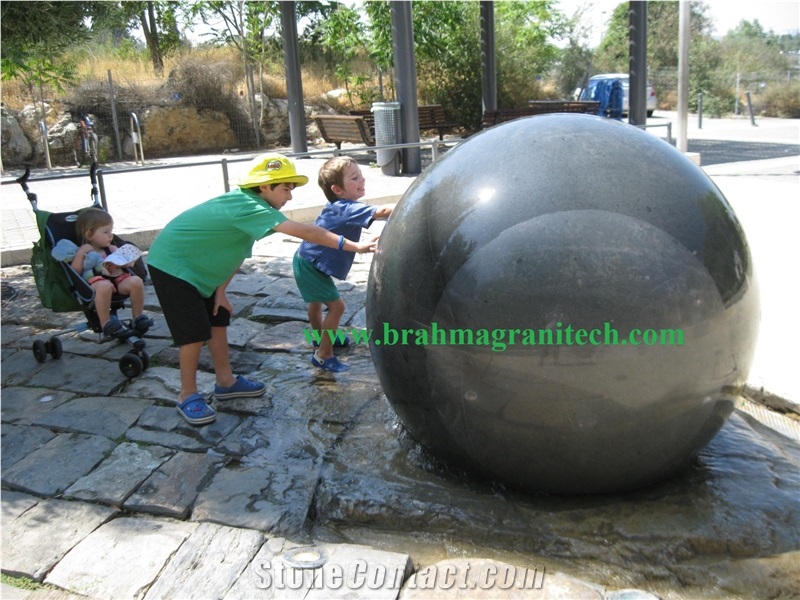 Large Rolling Sphere Fountain, Granite Ball Fountain, Black Globe  Fountain