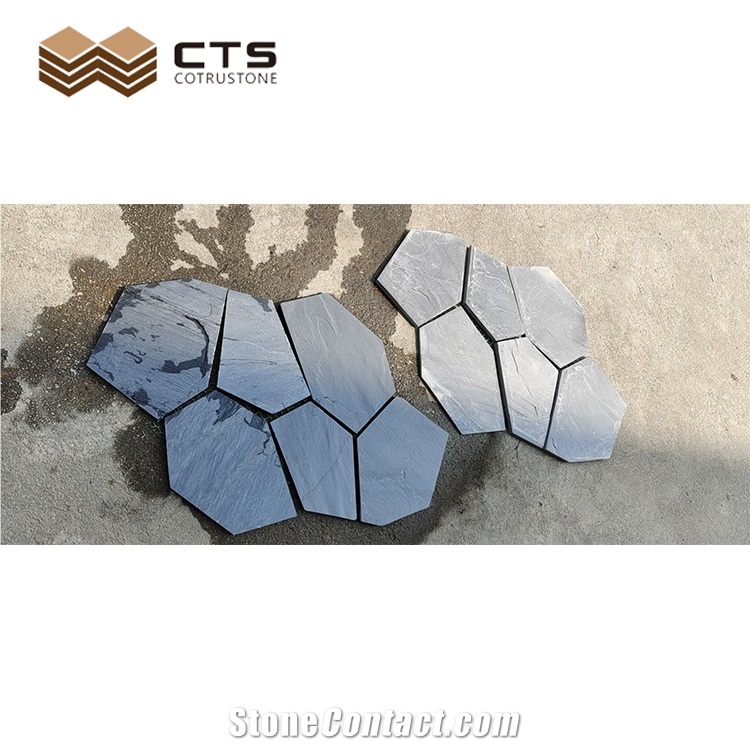 Black Irregular Step Stone Loose Stone 1 M2 Per Layer Cheap