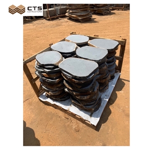 China Outdoor Garden Round Natural Bluestone Basalt Sawn Cut Garden Stepping Pavement