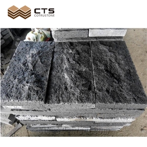Dark Grey Basalt With Black Brick Nature Surface Cheap Split Wall Stone