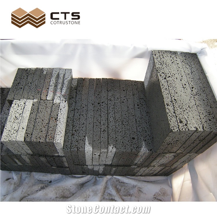 Dark Grey Basalt With Black Brick Nature Surface Cheap Split Wall Stone