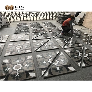 Fancy Pattern Waterjet Mosaic Art Work - Waterjet Cut Floor Medallion