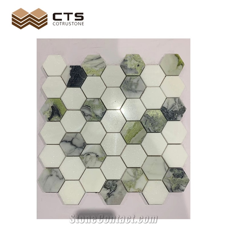 Wholesale Ice Green Jade Mosaic Tile For Interior Wall Decor