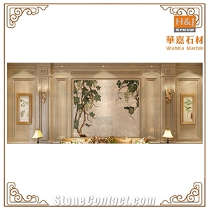 Luxury Waterjet Marble Wall Picture TV Background Design