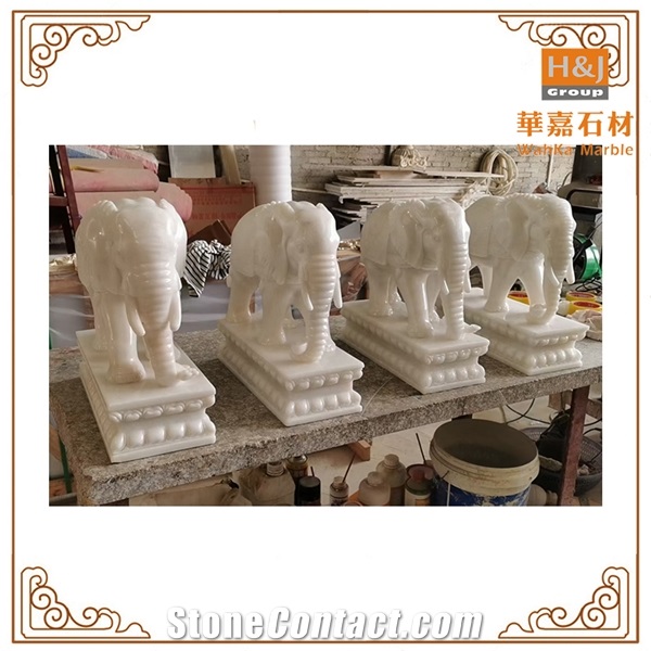 Natural Stone Elephant Animal  Hand Carved  Fireplace Mantel