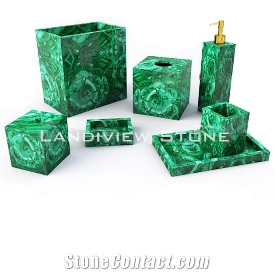 Malachite Bathroom Set, Malachite Gemstone Accessories,
