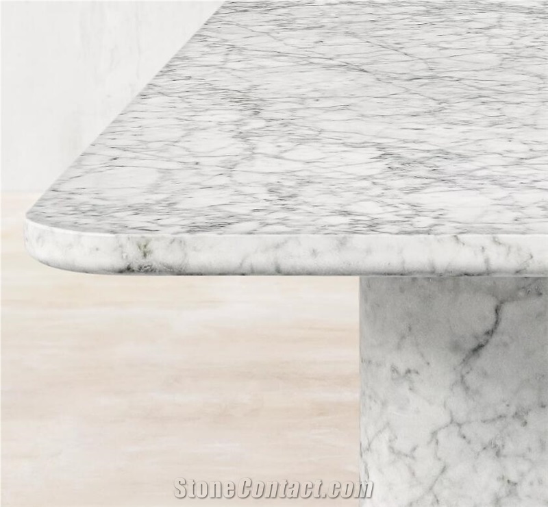 BIANCO CARRARA VITOLO CARVED ROUND DINING TABLE