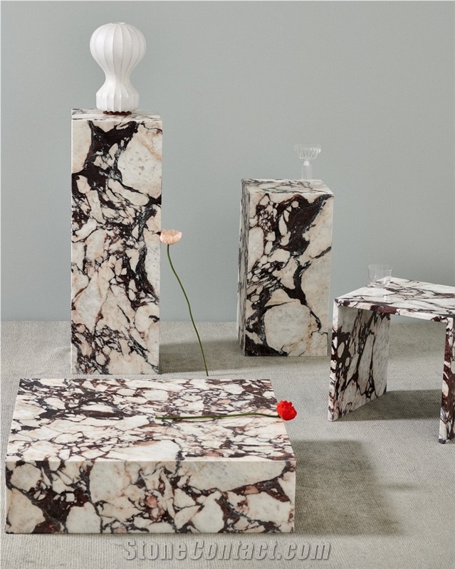 Calacatta Viola Marble Tall Plinth Coffee Side Table