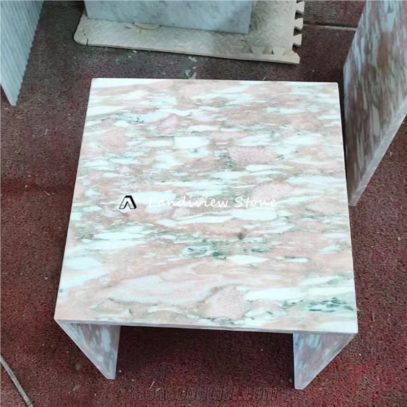 Calacatta Viola Red Marble Plinth Coffee Table Low