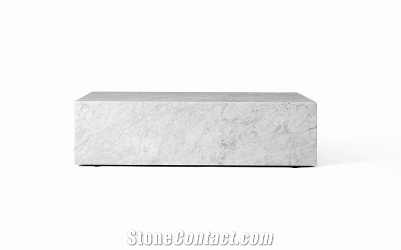 Carrara White Marble Plinth Side Table Cafe Table Furniture