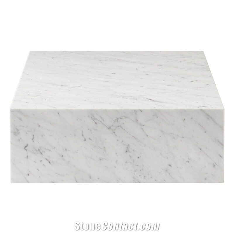 Classy Cuboid Bianco Carrara White Marble Coffee Table