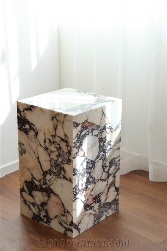 Plinth Coffee Table Cubic Calacatta Viola Marble Furniture