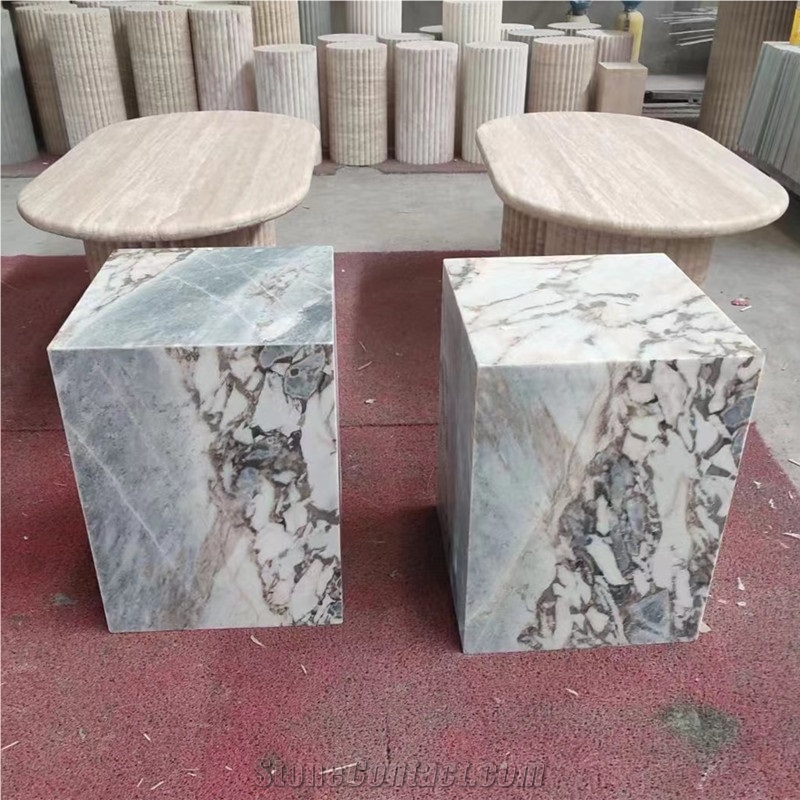 White Marble Plinth Tall Table Home Furniture Side Table