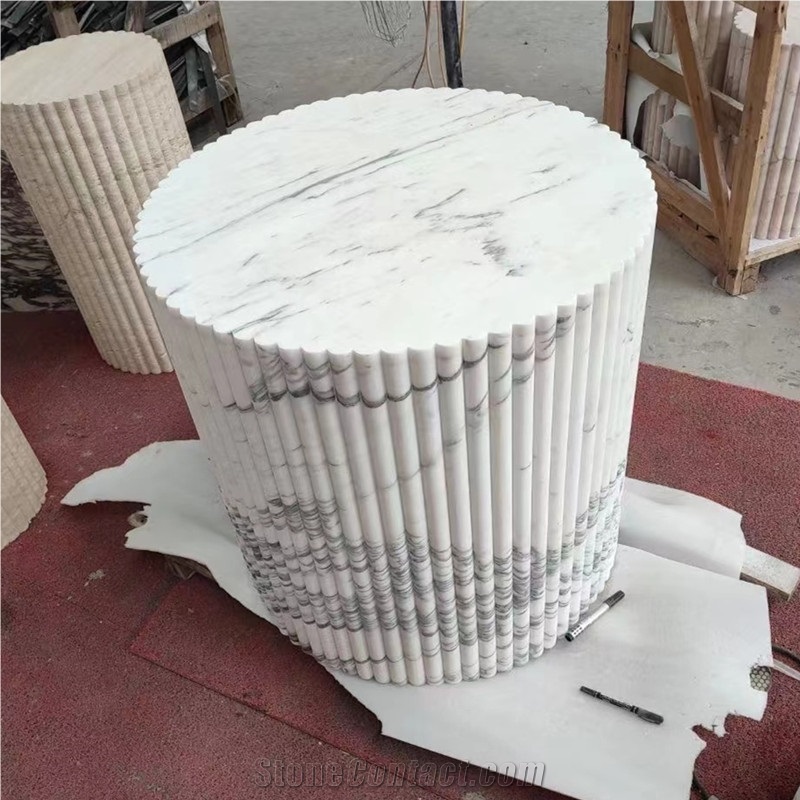 White Quartzite Display Furniture Stand Table Coffee Table