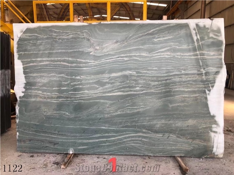 Kowloon Green Marble Nine Dragon Jade Wood Wave Slab Tile