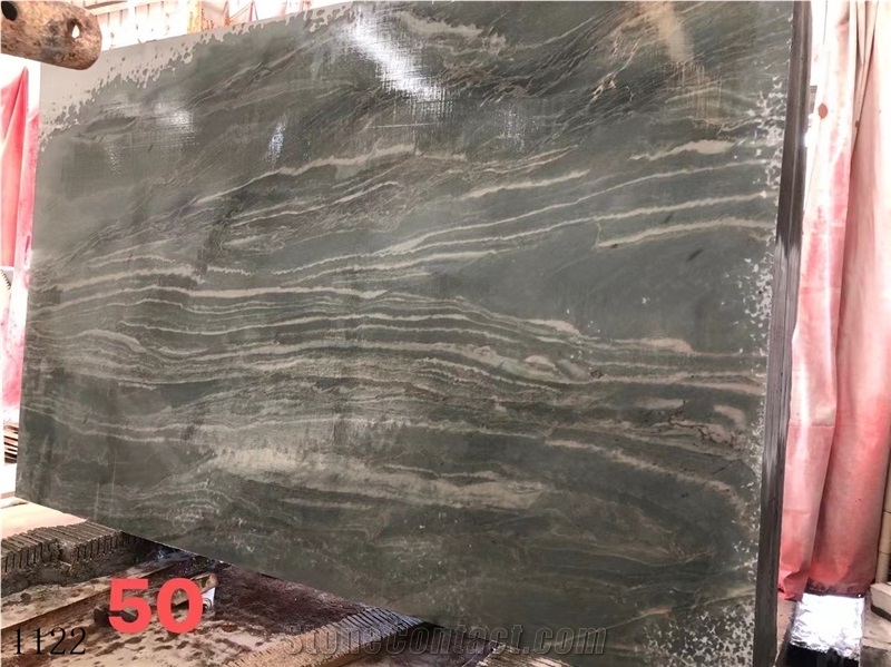 Kowloon Green Marble Nine Dragon Jade Wood Wave Slab Tile