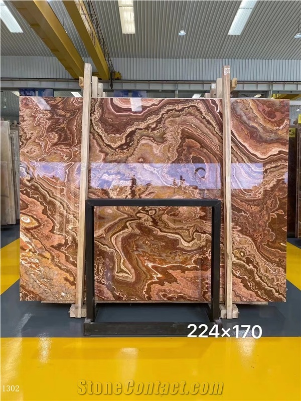 Onice Red Vulcano Rosso Oriente Onyx Slab In China Market