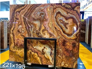 Onice Rosso Oriente, Onyx Rosso Vaticano Slab Tile