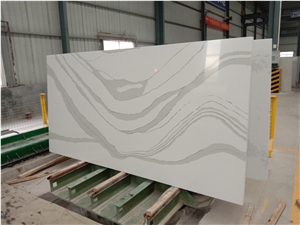 Calacatta Valley White Engineered Quartz Slab For Island