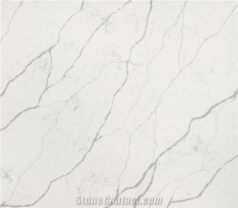 Polished Elegant Reed Artificial Stone Calacatta Quartz Slab